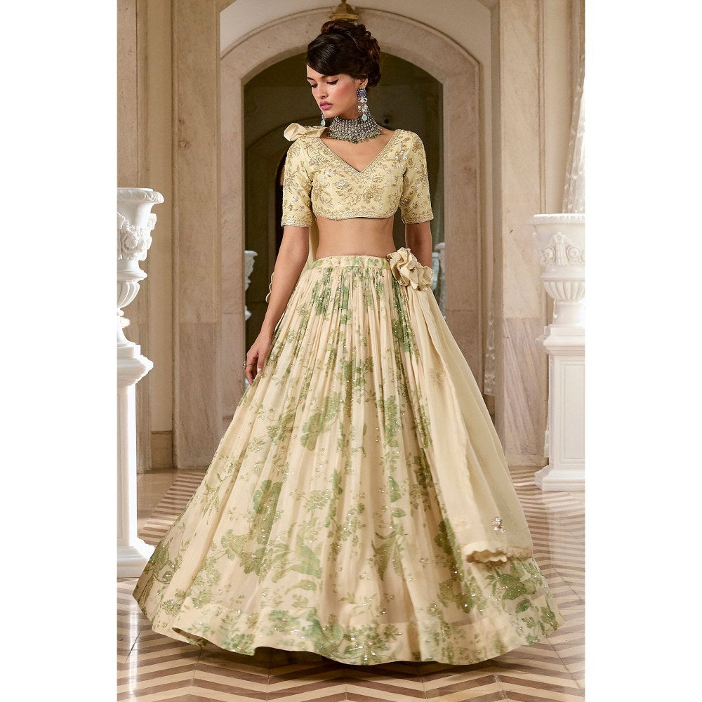 Paulmi & Harsh Emiko Ivory Lehenga with Choli and Dupatta