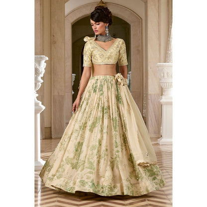 Paulmi & Harsh Emiko Ivory Lehenga with Choli and Dupatta