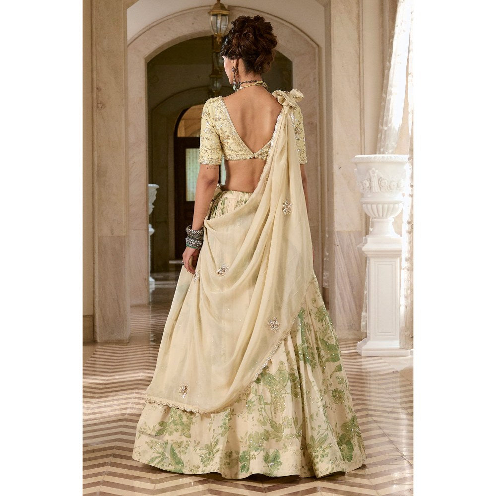 Paulmi & Harsh Emiko Ivory Lehenga with Choli and Dupatta