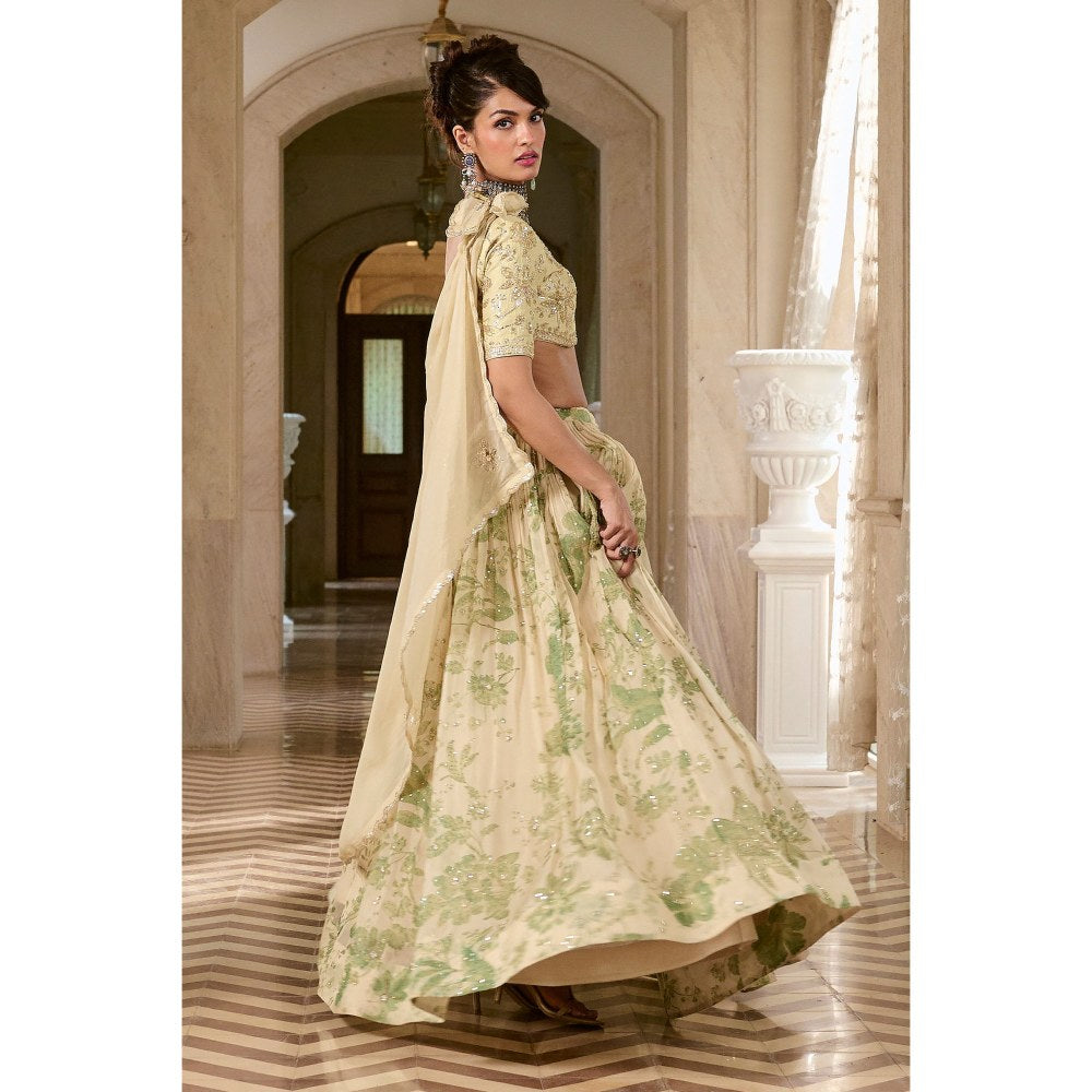 Paulmi & Harsh Emiko Ivory Lehenga with Choli and Dupatta