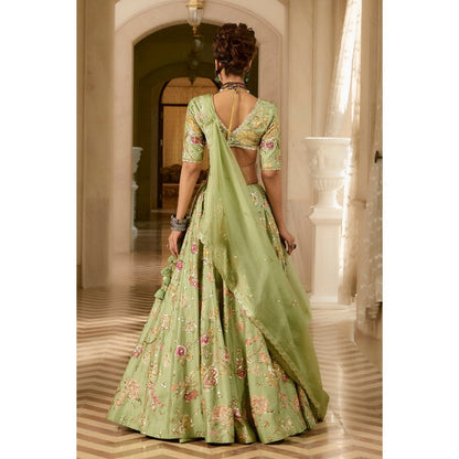 Paulmi & Harsh Aphrodite Green Lehenga with Choli and Dupatta