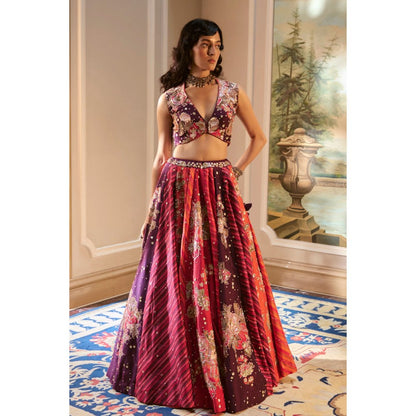 Paulmi & Harsh Bellamy Multicolour Green Lehenga with Choli and Dupatta