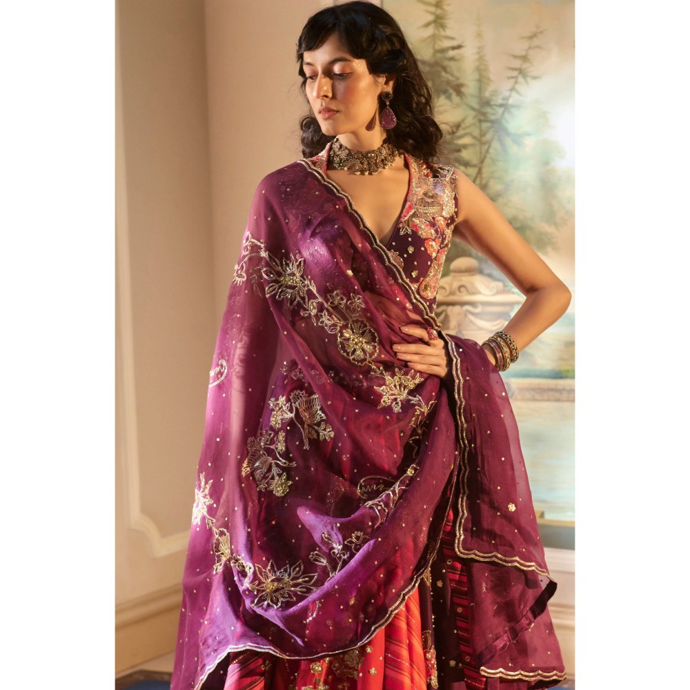Paulmi & Harsh Bellamy Multicolour Green Lehenga with Choli and Dupatta