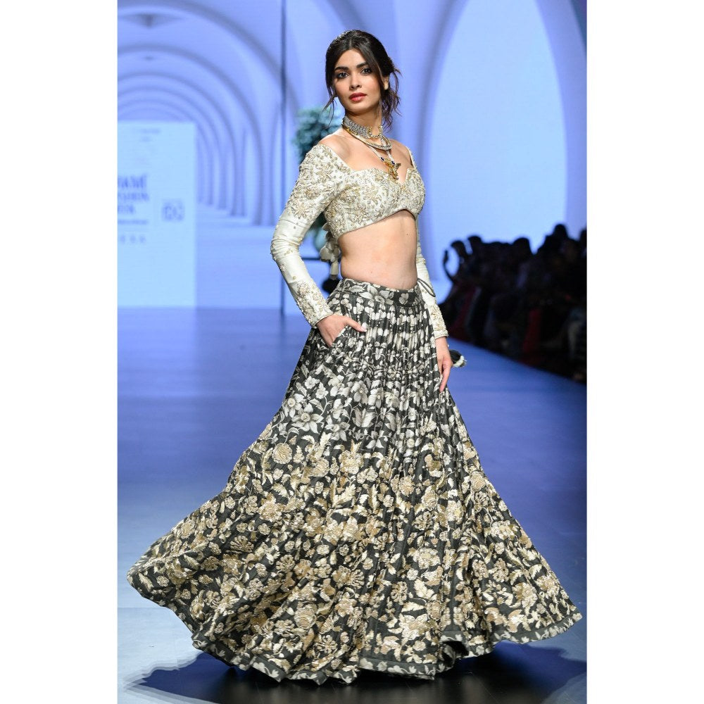 Paulmi & Harsh Athena Black Lehenga with Choli and Dupatta