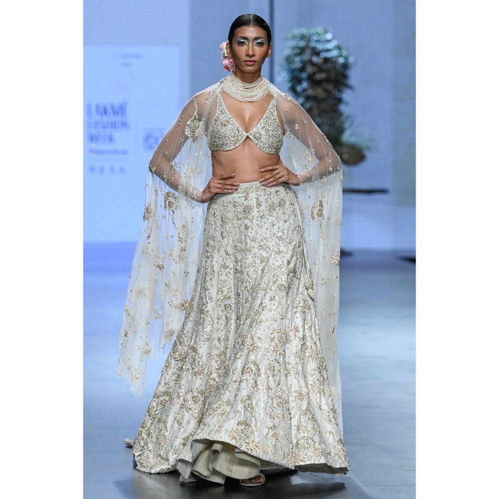 Paulmi & Harsh Emmeline Ivory Lehenga with Choli and Dupatta