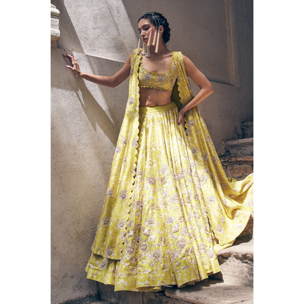 Paulmi & Harsh Esther Yellow Lehenga with Blouse and Jacket