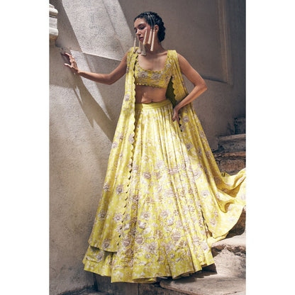 Paulmi & Harsh Esther Yellow Lehenga with Blouse and Jacket