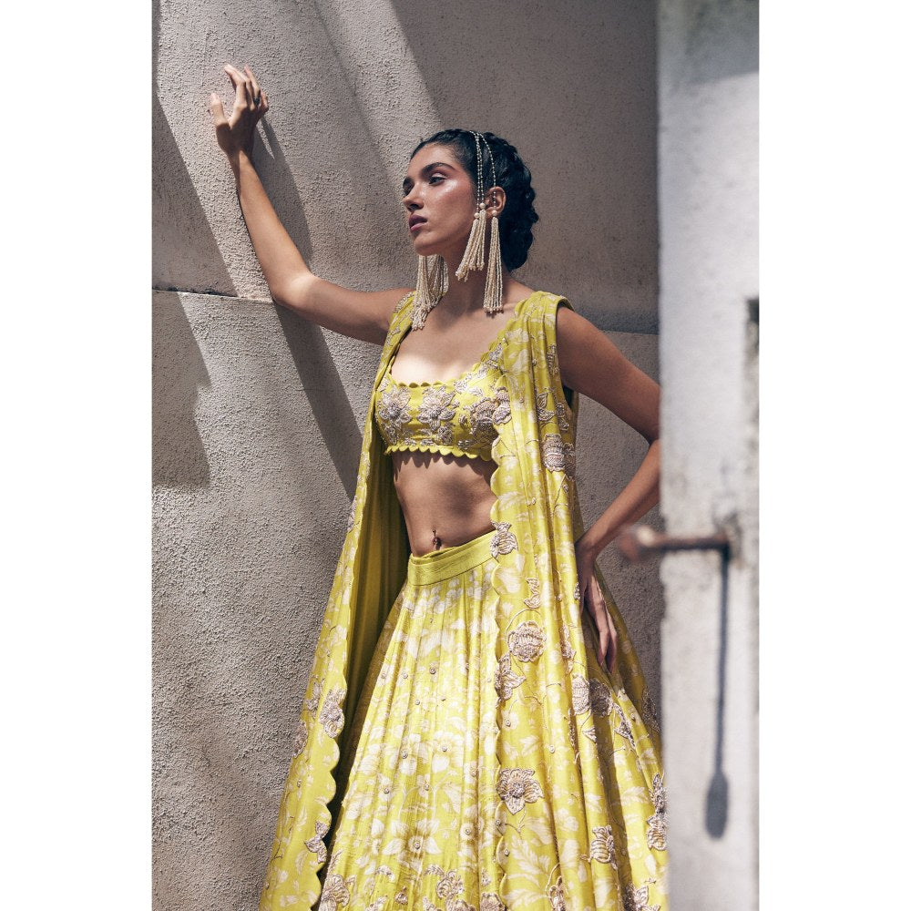 Paulmi & Harsh Esther Yellow Lehenga with Blouse and Jacket