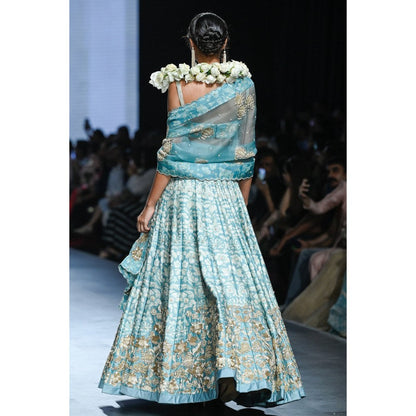 Paulmi & Harsh Vivienne Blue Lehenga with Choli and Dupatta