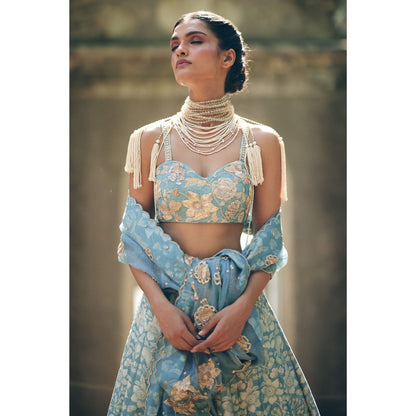 Paulmi & Harsh Vivienne Blue Lehenga with Choli and Dupatta