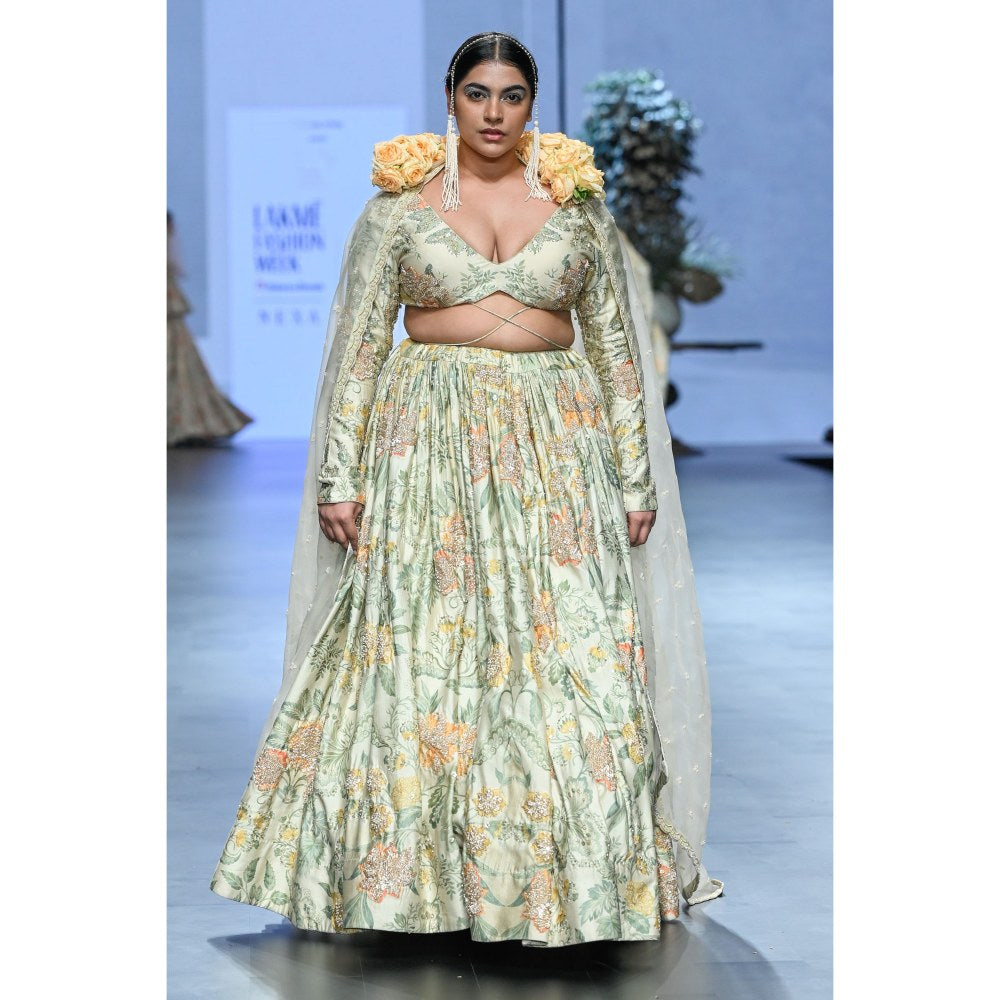 Paulmi & Harsh Nellie Ivory Lehenga with Choli and Dupatta