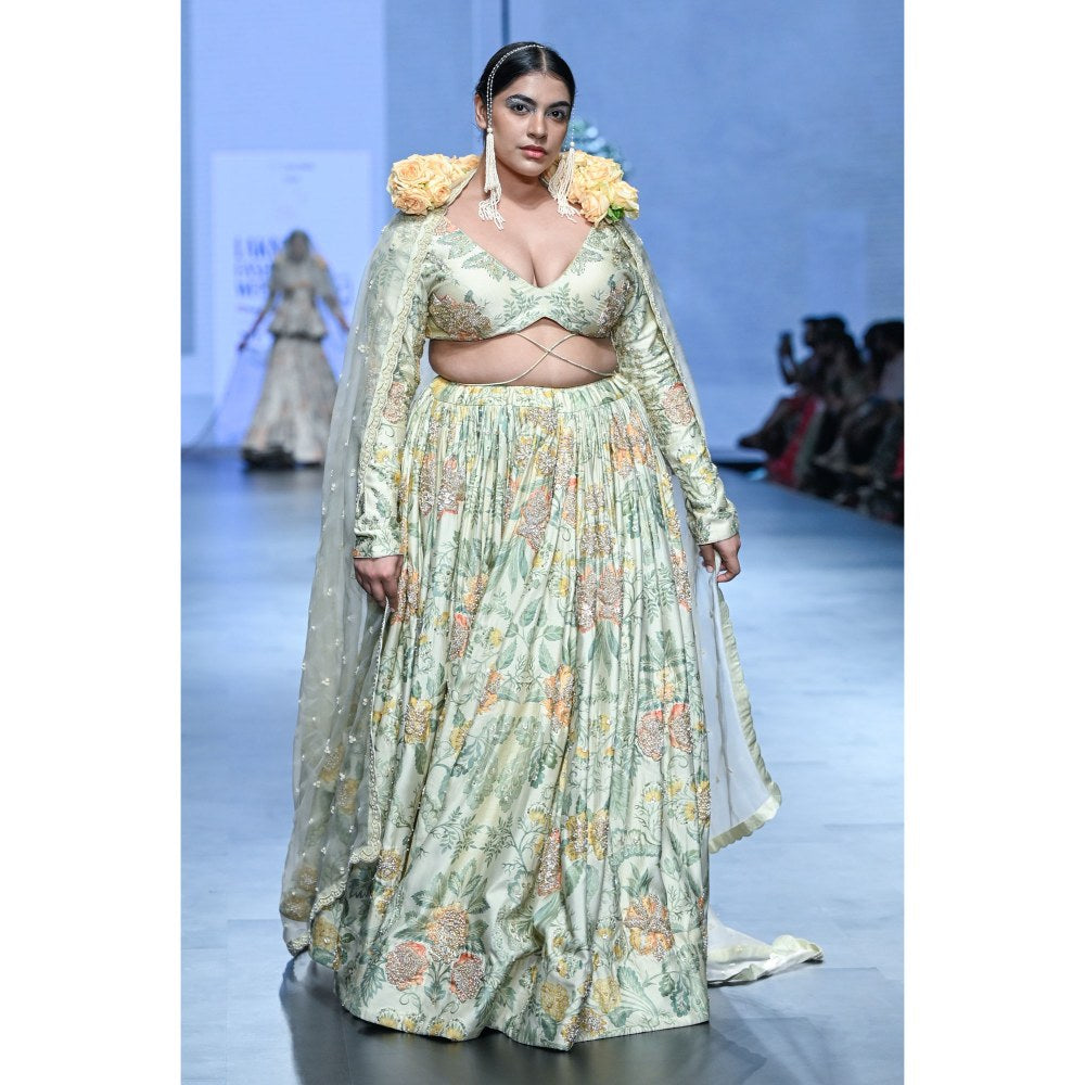 Paulmi & Harsh Nellie Ivory Lehenga with Choli and Dupatta