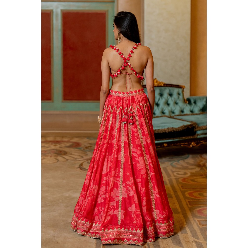 Paulmi & Harsh Zoey Red Lehenga with Choli and Dupatta