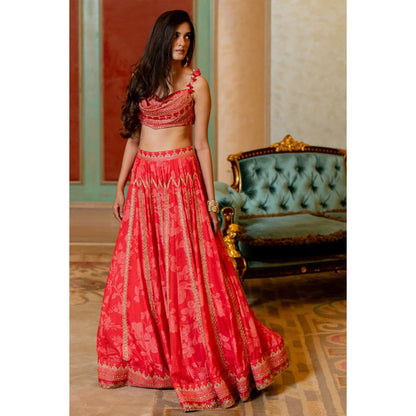 Paulmi & Harsh Zoey Red Lehenga with Choli and Dupatta