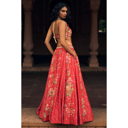 Paulmi & Harsh Oceane Red Lehenga with Choli and Dupatta