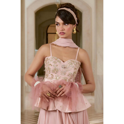 Paulmi & Harsh Pink Paola Pre Drape Saree with Stitched Blouse