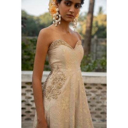 Paulmi & Harsh Ivory Pearl Embroidered Jumpsuit