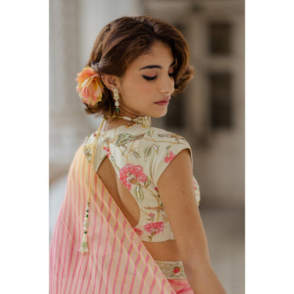 Paulmi & Harsh Amina Multi-Color Pre-Draped Saree with Stitched Blouse and Belt