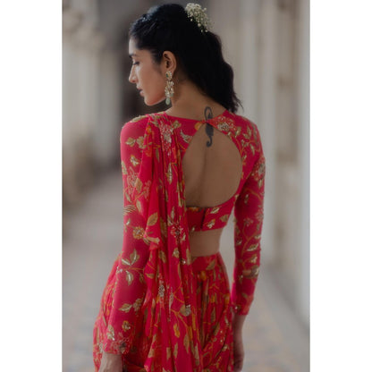 Paulmi & Harsh Alaia Pink Pre-Draped Saree with Stitched Blouse