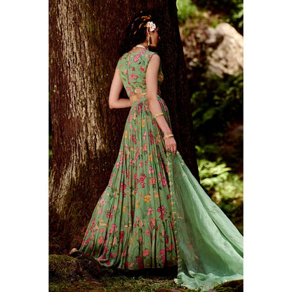 Paulmi & Harsh Soleil Green Lehenga with Stitched Blouse and Dupatta