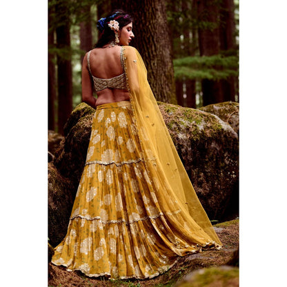 Paulmi & Harsh Lea Mustard Lehenga with Stitched Blouse and Dupatta
