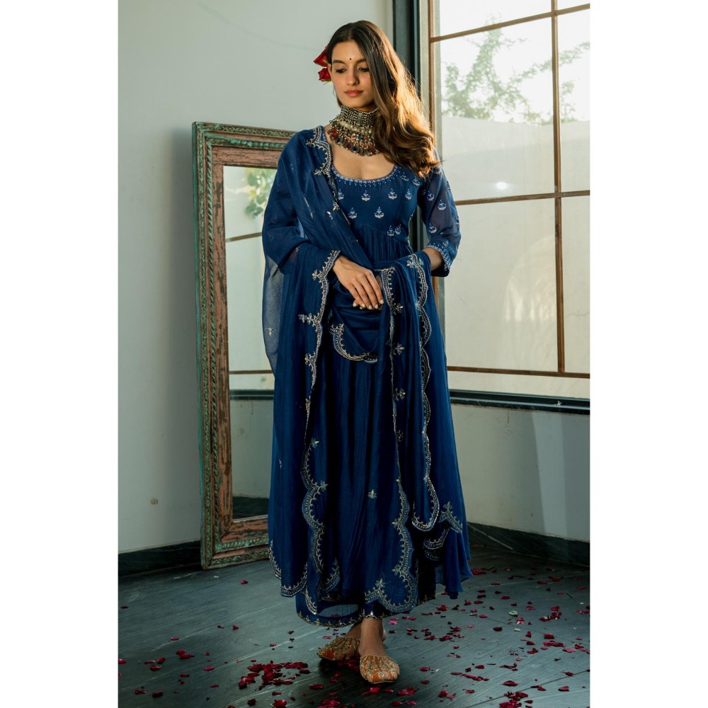 Paulmi & Harsh Blue Larissa Anarkali Kurta with Palazzo and Dupatta