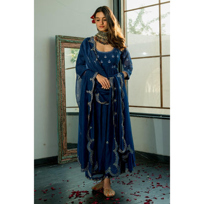 Paulmi & Harsh Blue Larissa Anarkali Kurta with Palazzo and Dupatta