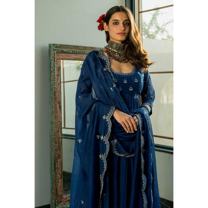 Paulmi & Harsh Blue Larissa Anarkali Kurta with Palazzo and Dupatta