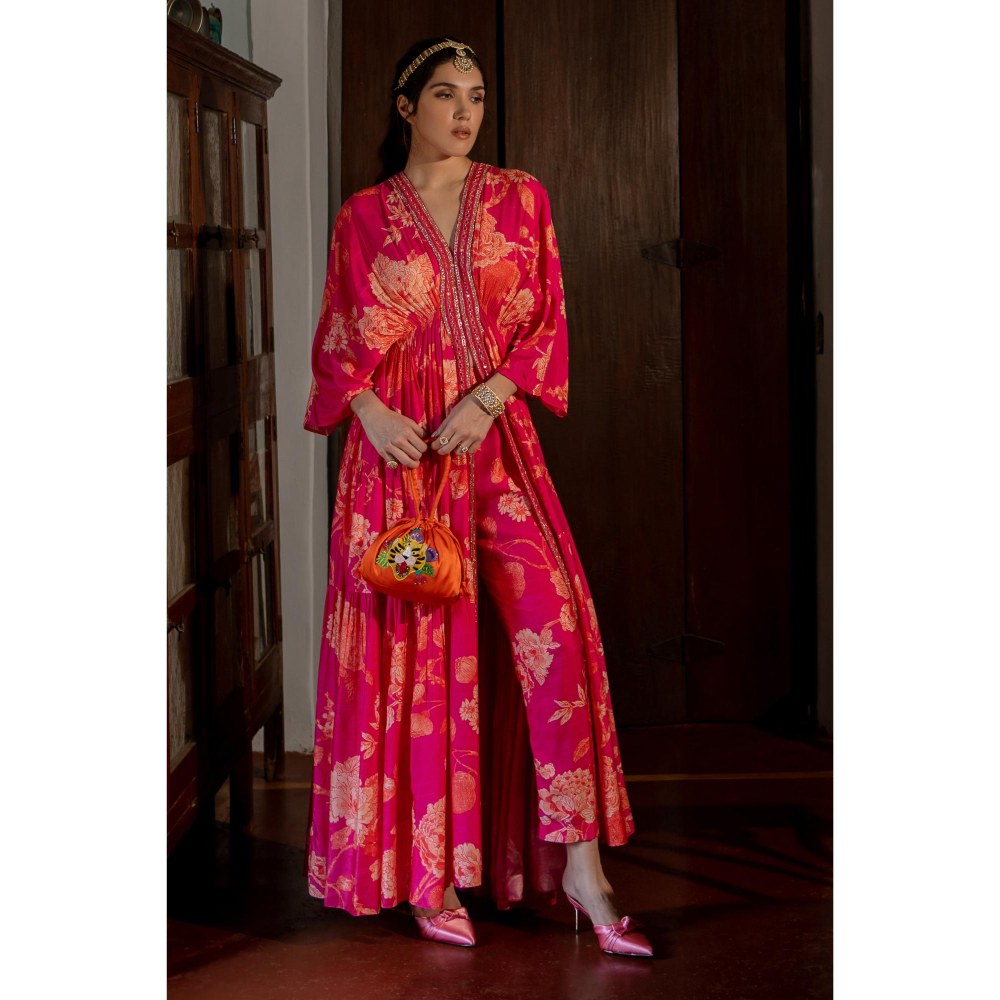Paulmi & Harsh Pink Saskia Kaftan with Pant
