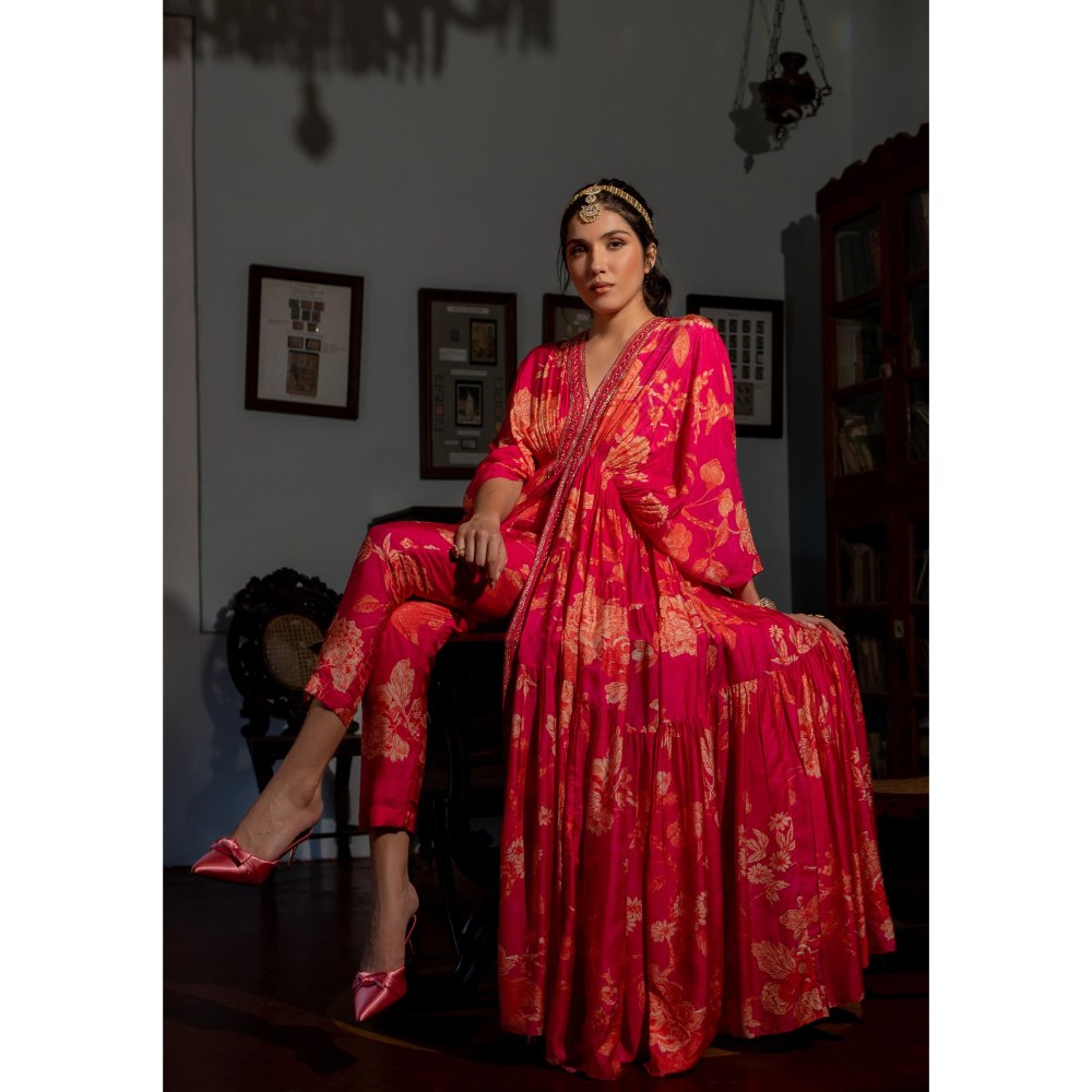 Paulmi & Harsh Pink Saskia Kaftan with Pant