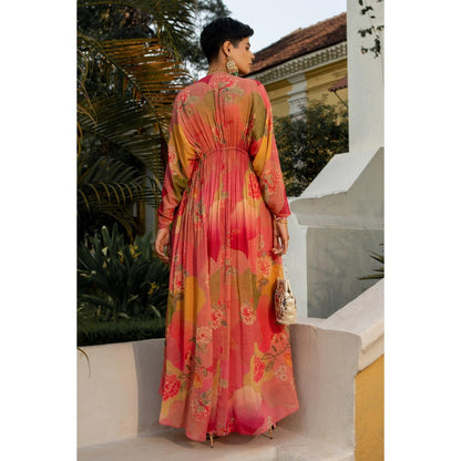 Paulmi & Harsh Pink Arabella Kaftan Dress with Slip