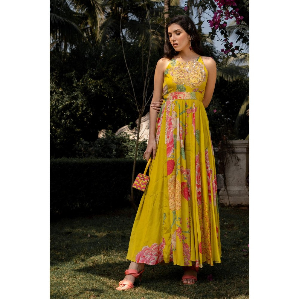 Paulmi & Harsh Yellow Marisol Jumpsuit