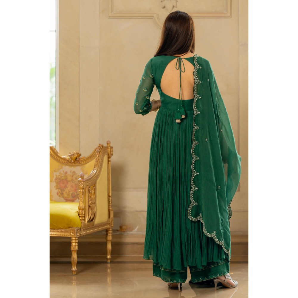 Paulmi & Harsh Green Larissa Anarkali Kurta with Palazzo and Dupatta