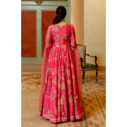Paulmi & Harsh Pink Shayna Anarkali Dress with Dupatta