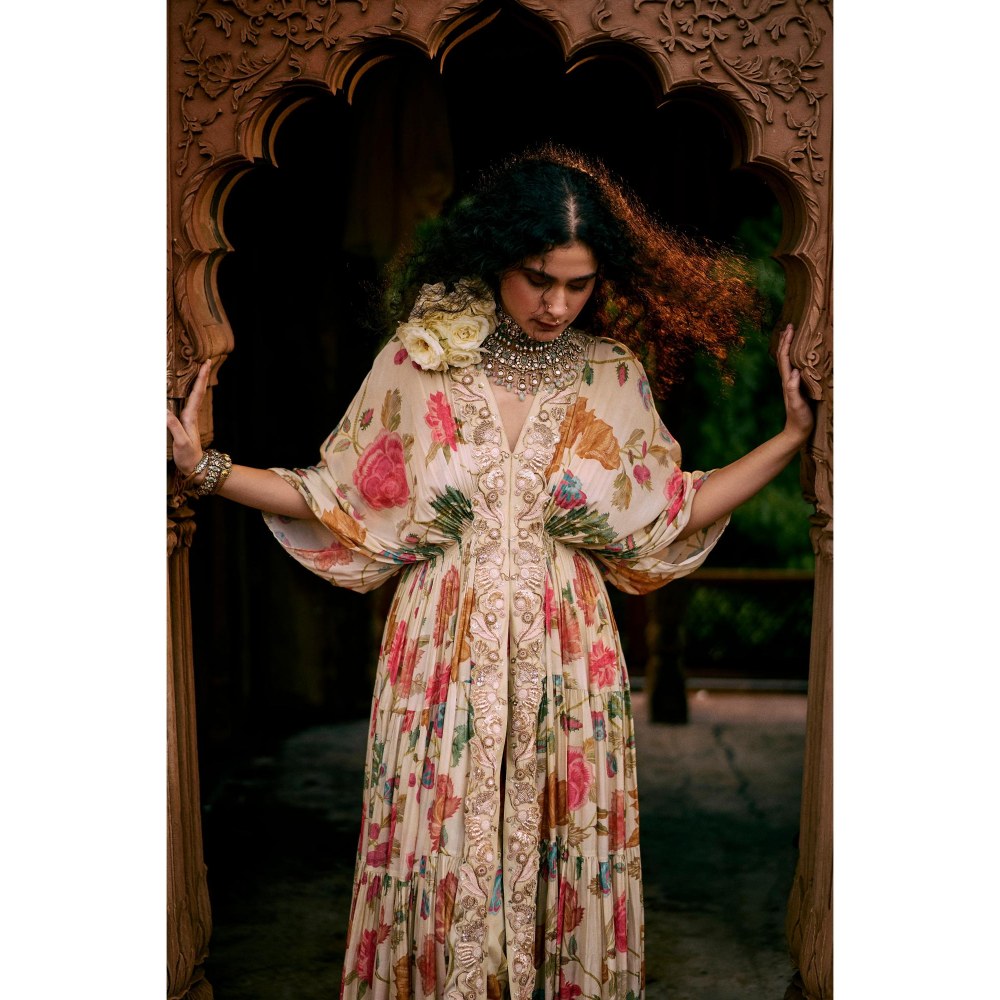 Paulmi & Harsh Ivory Adeline Kaftan with Sharara