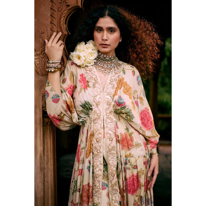 Paulmi & Harsh Ivory Adeline Kaftan with Sharara