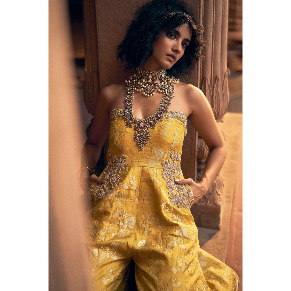 Paulmi & Harsh Yellow Pearl Jumpsuit