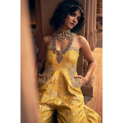 Paulmi & Harsh Yellow Pearl Jumpsuit