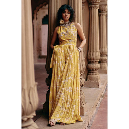 Paulmi & Harsh Yellow Claire Jumpsuit with Belt