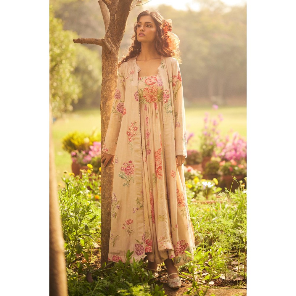 Paulmi & Harsh Ivory Parisa Anarkali Dress with Jacket