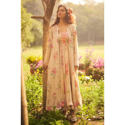 Paulmi & Harsh Ivory Parisa Anarkali Dress with Jacket