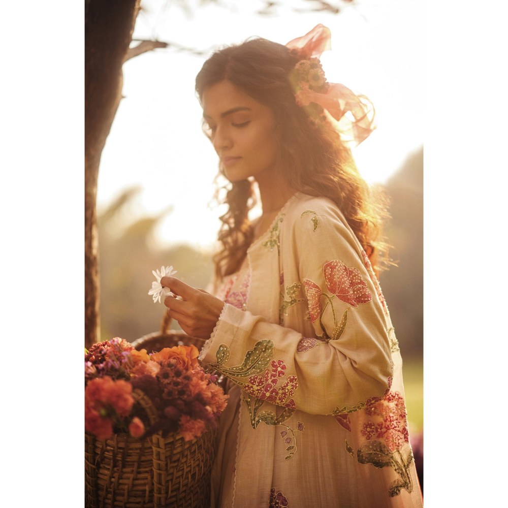 Paulmi & Harsh Ivory Parisa Anarkali Dress with Jacket