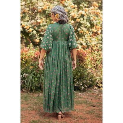 Paulmi & Harsh Green Lucy Anarkali Dress with Scarf