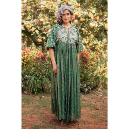 Paulmi & Harsh Green Lucy Anarkali Dress with Scarf