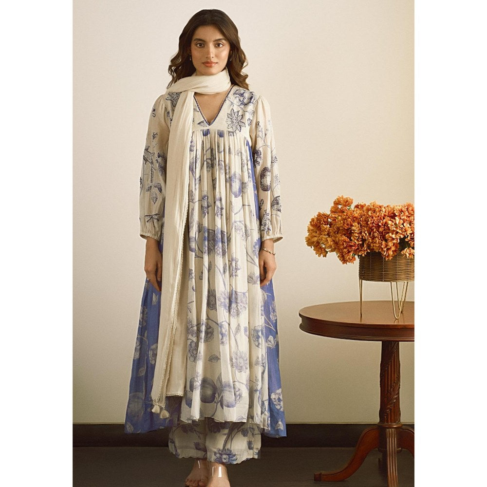 Paulmi & Harsh Blue Lapis Anarkali Kurta with Palazzo and Dupatta
