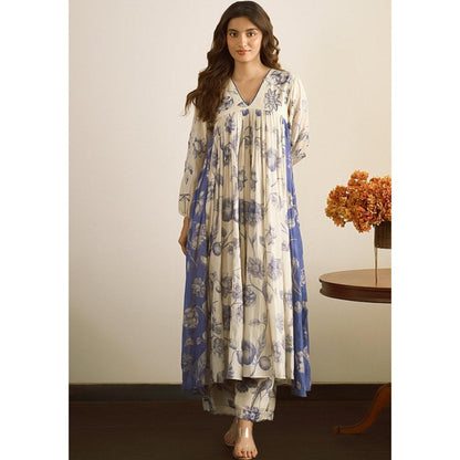 Paulmi & Harsh Blue Lapis Anarkali Kurta with Palazzo and Dupatta