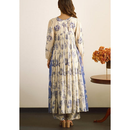 Paulmi & Harsh Blue Lapis Anarkali Kurta with Palazzo and Dupatta