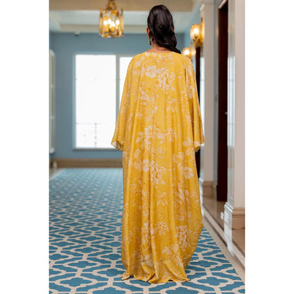 Paulmi & Harsh Yellow Hazel Kaftan Dress with Slip