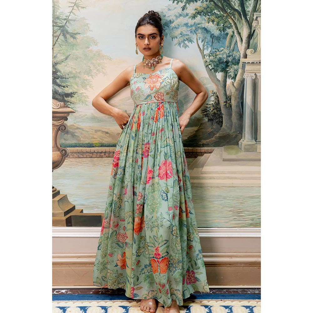 Paulmi & Harsh Green Ume Anarkali Dress