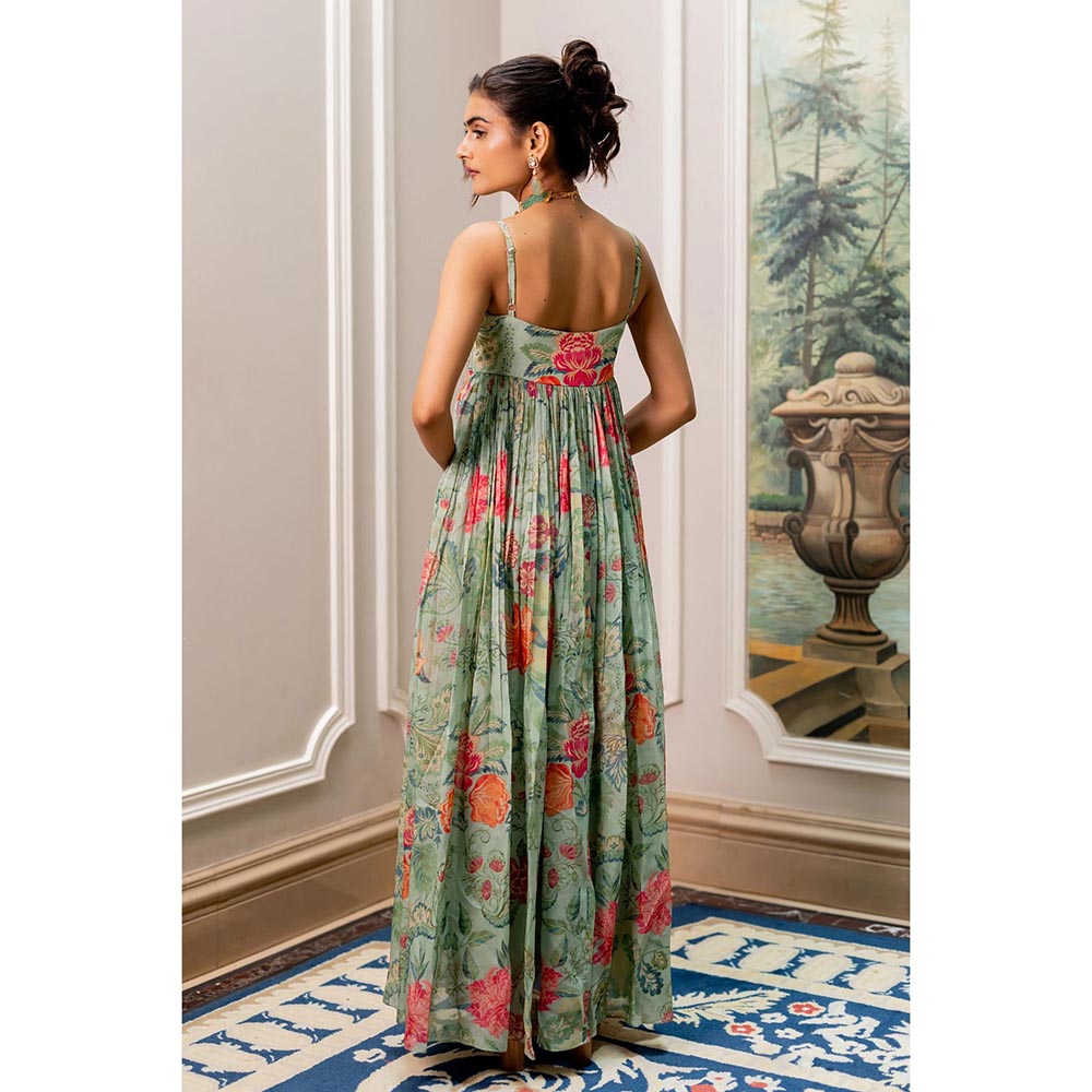 Paulmi & Harsh Green Ume Anarkali Dress